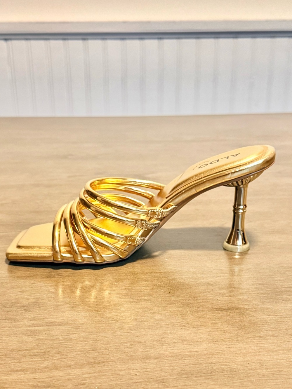 ALDO Metallic Gold Strappy Heel Mule - “Pillow Walk” Insole